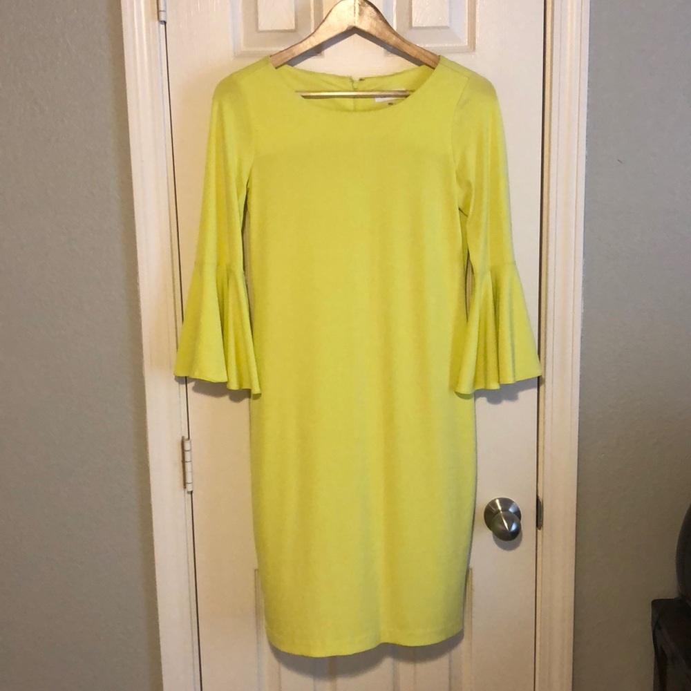 Fluorescent yellow Calvin Klein dress